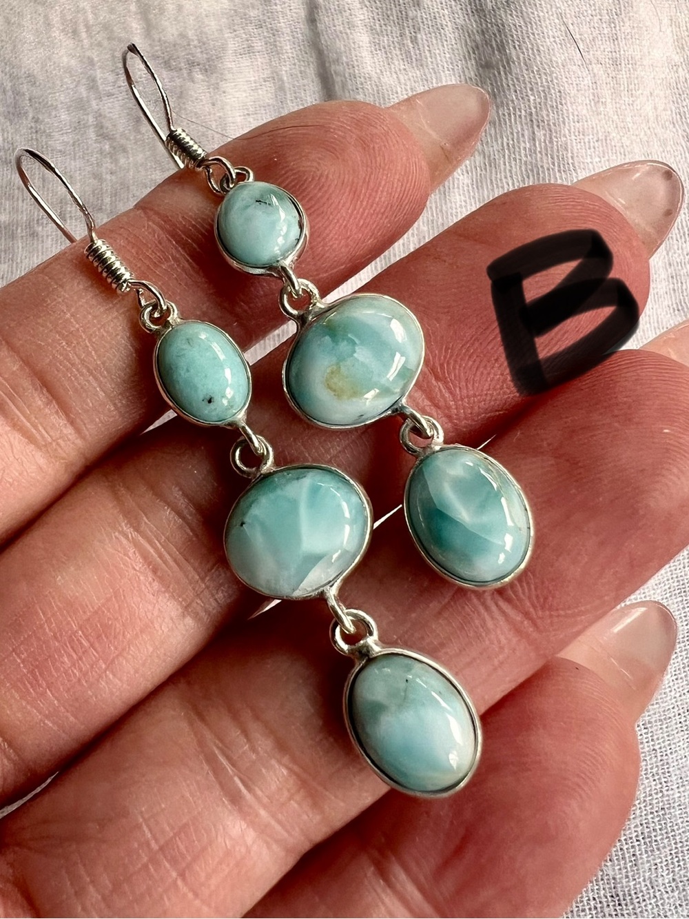 925 Choose from 4! Caribbean LARIMAR Dangle Earrings! - Picture 3 of 7